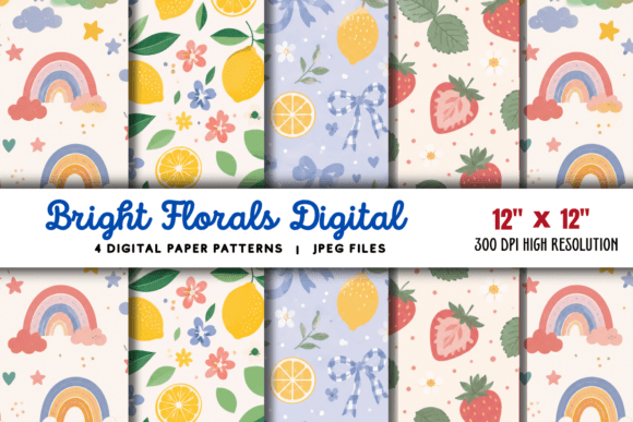 Download Bright Florals Digital Paper Flowers - Bright Collection