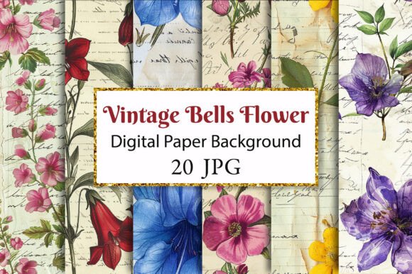 Download Vintage Canterbury Bells Flower Textures - Texture Collection