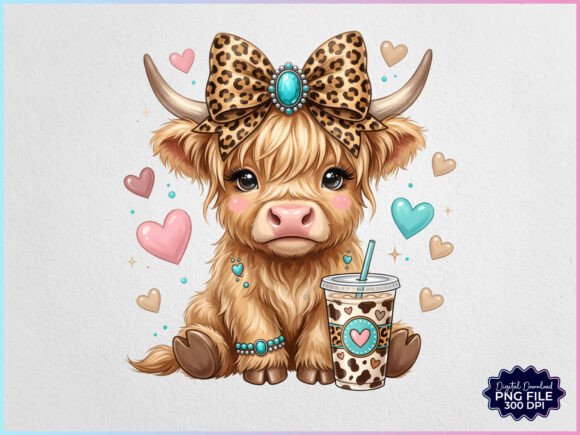 Download Cute Western Highland Cow Coffee PNG - Land Collection