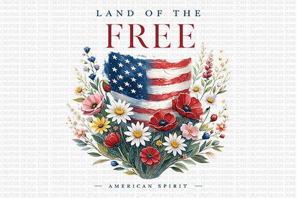 Download Land of the Free Floral USA PNG - Land Collection