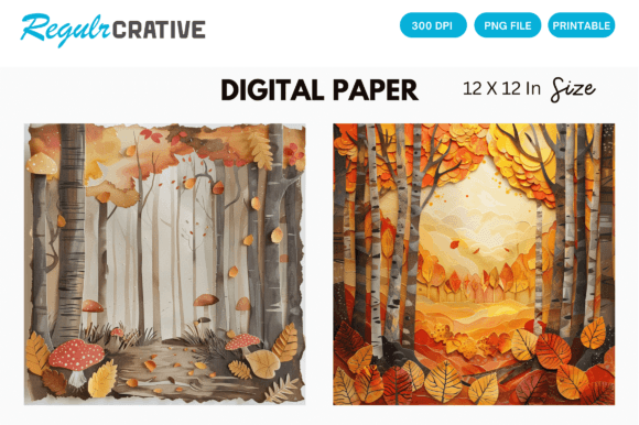 Download Autumn / Pumpkin Woodland Digital Paper - Land Collection
