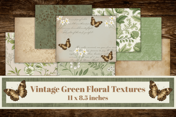 Download Vintage Green Floral Textures, - Texture Collection