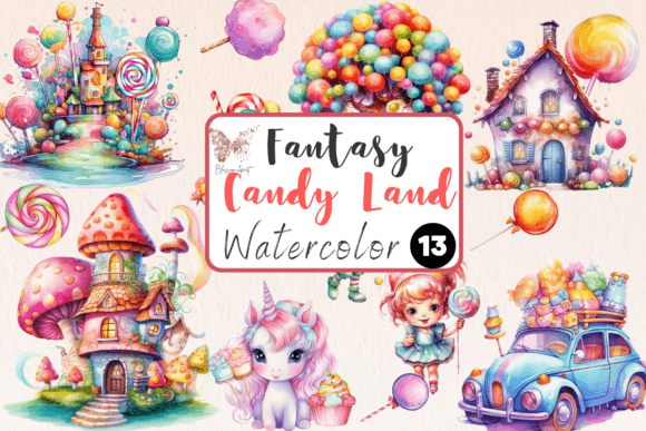 Download Fantasy Candy Land Watercolor Cliparts - Land Collection