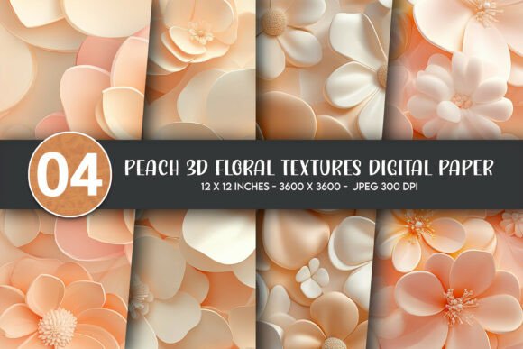 Download Peach 3D Floral Textures Digital Paper - Texture Collection