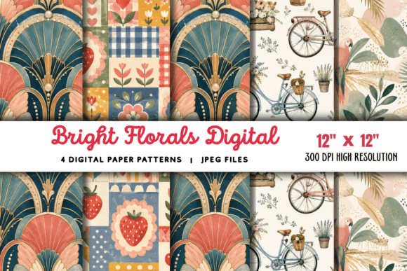 Download Bright Florals Digital Paper Flowers - Bright Collection