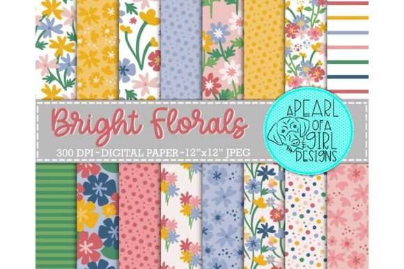 Download Bright Florals Digital Paper, Flowers - Bright Collection