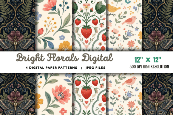 Download Bright Florals Digital Paper Flowers - Bright Collection