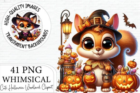 Download Cute Halloween Woodland Animals Clipart - Land Collection