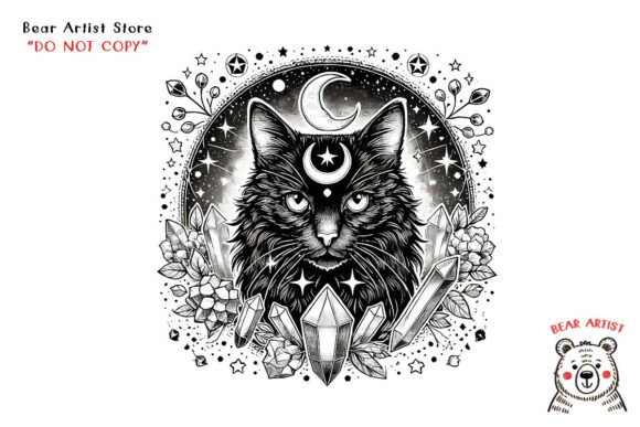 Download Witch Cat with Crystals, Celestial PNG - Celestial Collection