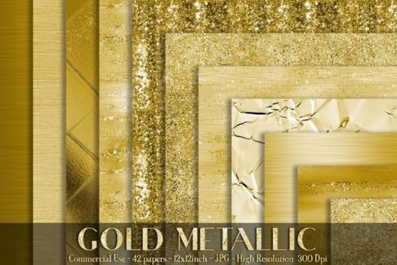 Download Bright Gold Metallic Digital Papers - Bright Collection