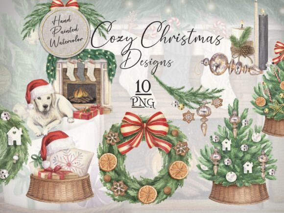 Download Cozy Christmas Watercolor Design Clipart - Premium Bundle