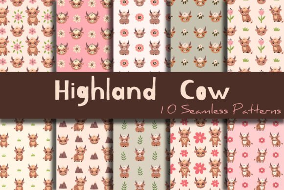 Download Highland Cow Seamless Patterns - Land Collection