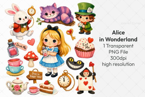 Download Cute Alice in Wonderland PNG Clipart - Land Collection