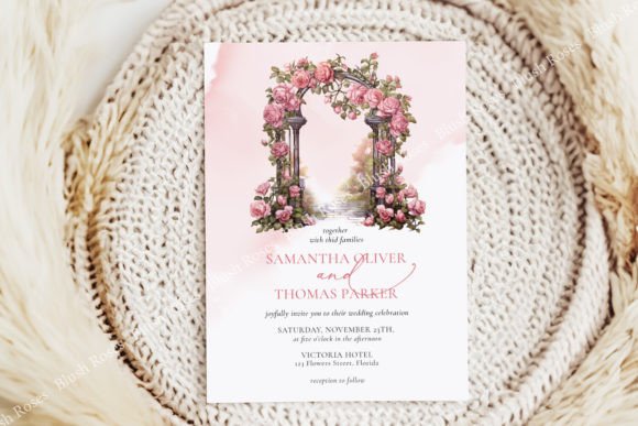 Download Boho Blush Pink Roses Floral Arch Invite - Premium Resources