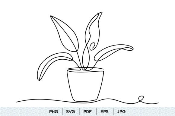 Download Potted Plant Line Art SVG - Premium Bundle