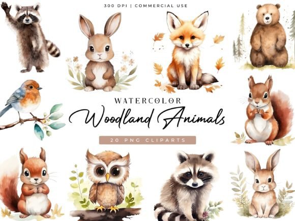 Download Woodland Animals Digital Clipart Bundle - Land Collection