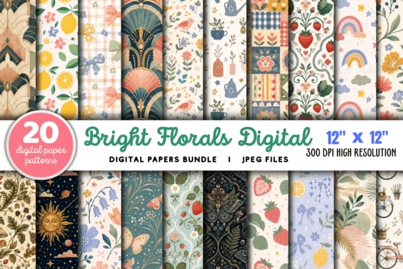 Download Bright Florals Digital Paper Flowers - Bright Collection