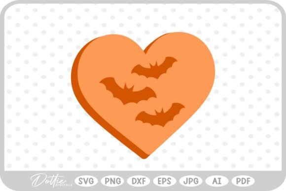 Download Spooky Bats Halloween Heart SVG PNG DXF - Spooky bats Collection