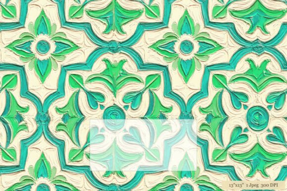Download Green Damask Tile Oil Paint Pattern Art - Premium Resources
